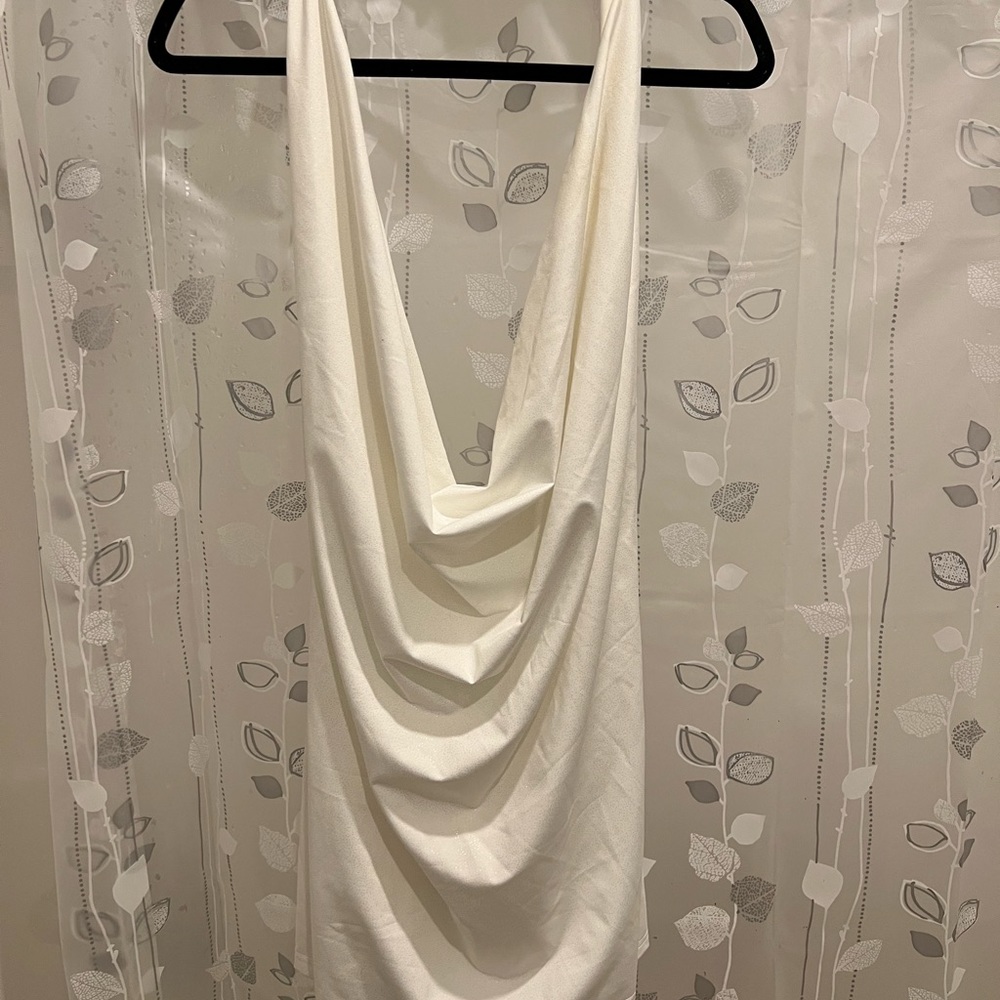 Cowl Neck backless White Sparkly Superdown Dress
